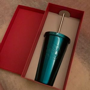 RARE Starbucks teal tumbler 2014 teal metallic